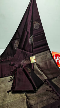Pure Handloom Double Warp Kanchi Silks with Silver & Gold Zari Work
