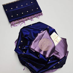 Pure Handloom Double Warp Kanchi Silks with Silver & Gold Zari Work