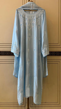 Pure Mulmul Semi-Stitched Kurta Dupatta Set with Jaali Motifs