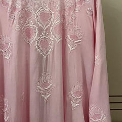Pure Mulmul Semi-Stitched Kurta Dupatta Set with Jaali Motifs