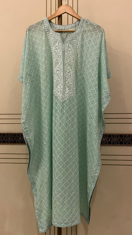 Pure Mulmul Kurta Set with Jaali Motifs for Chic Daywear
