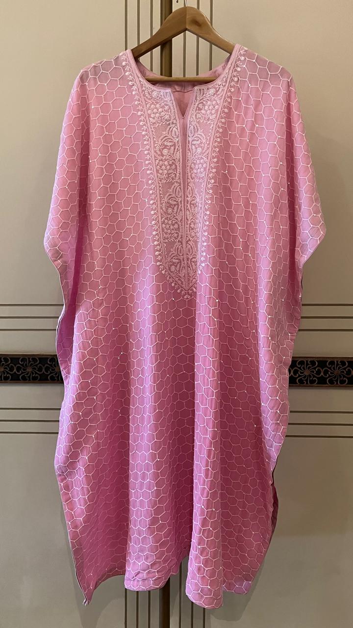 Pure Mulmul Kurta Set with Jaali Motifs for Chic Daywear