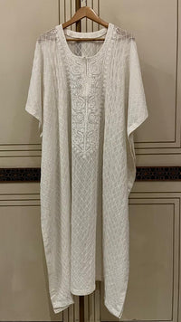 Pure Mulmul Kurta Set with Jaali Motifs for Chic Daywear