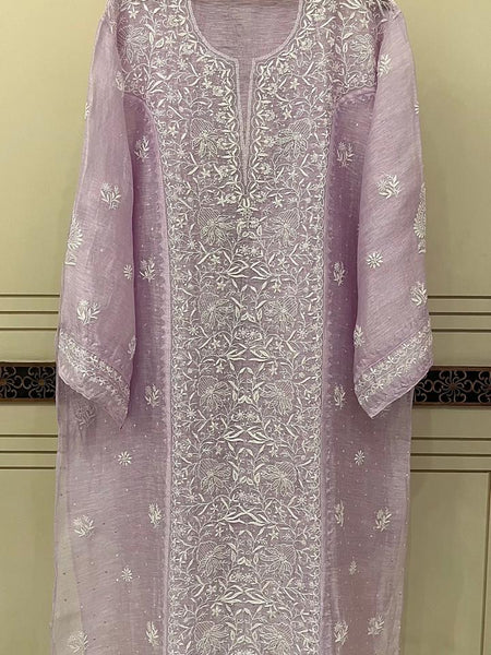 Silk Linen Kurta Set with Pearl & Katdana Work for Celebrations