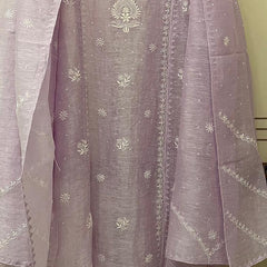 Silk Linen Kurta Set with Pearl & Katdana Work for Celebrations