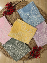 Silk Linen Kurta Set with Pearl & Katdana Work for Celebrations