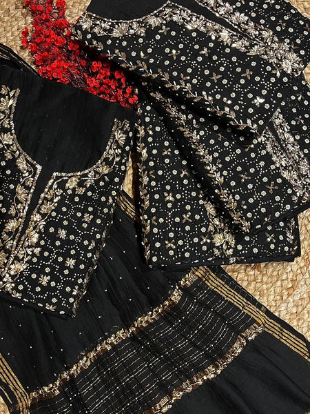 Pure Mul Chanderi Kurta Dupatta Set with Mukaish Pitta Work