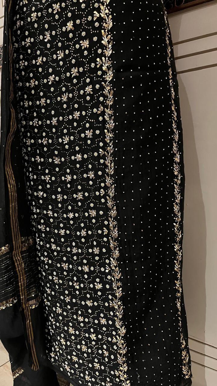 Pure Mul Chanderi Kurta Dupatta Set with Mukaish Pitta Work