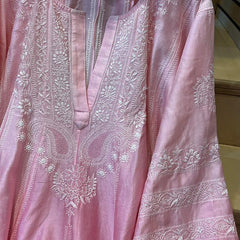 Pure Chanderi Silk Semi-Stitched Anarkali Kurta Dupatta Set