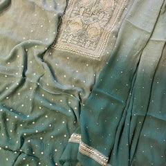 Chiffon Kurta Set with Pearl & Katdana Embroidery for Celebrations