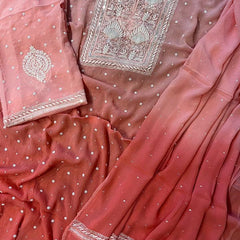 Chiffon Kurta Set with Pearl & Katdana Embroidery for Celebrations