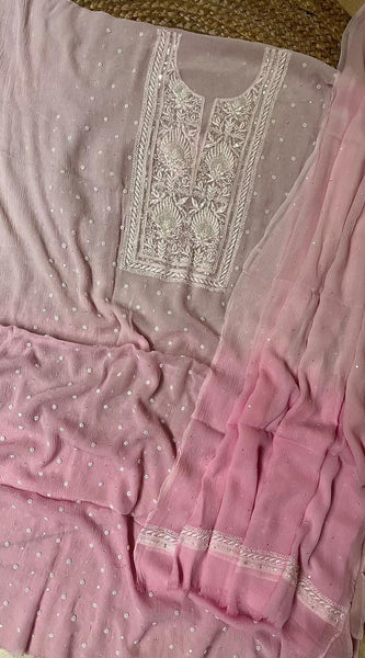 Chiffon Kurta Set with Pearl & Katdana Embroidery for Celebrations