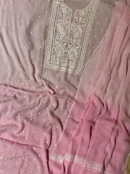 Chiffon Kurta Set with Pearl & Katdana Embroidery for Celebrations