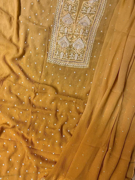 Chiffon Kurta Set with Pearl & Katdana Embroidery for Celebrations
