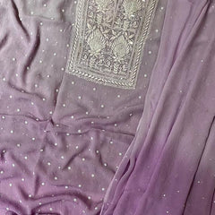 Chiffon Kurta Set with Pearl & Katdana Embroidery for Celebrations