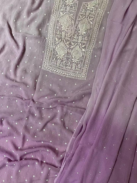 Chiffon Kurta Set with Pearl & Katdana Embroidery for Celebrations
