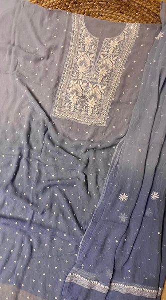 Chiffon Kurta Set with Pearl & Katdana Embroidery for Celebrations