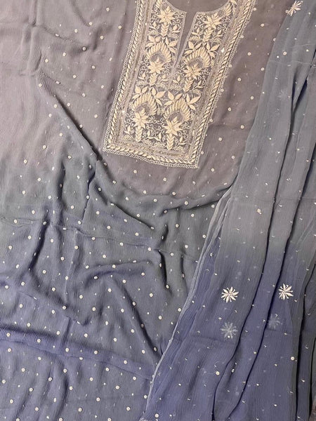 Chiffon Kurta Set with Pearl & Katdana Embroidery for Celebrations
