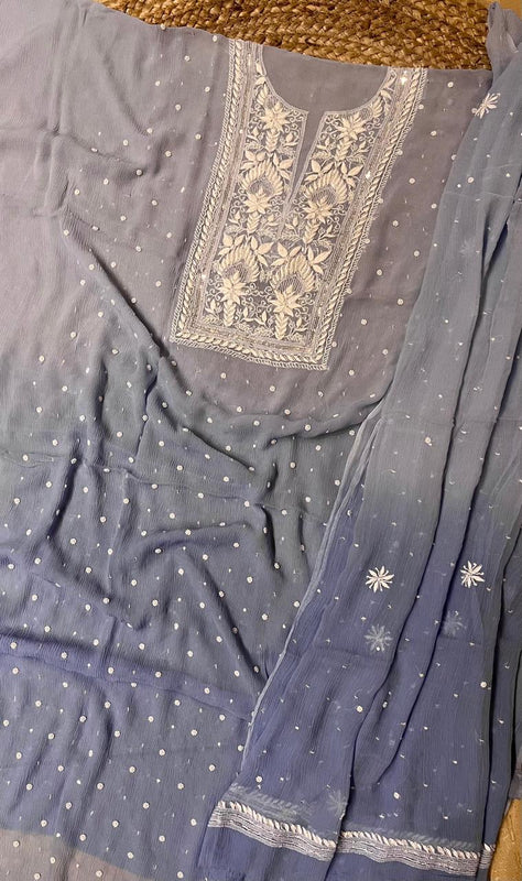 Chiffon Kurta Set with Pearl & Katdana Embroidery for Celebrations