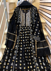 Mul Chanderi A-line Kurta Set with Pearl & Mukaish Embroidery