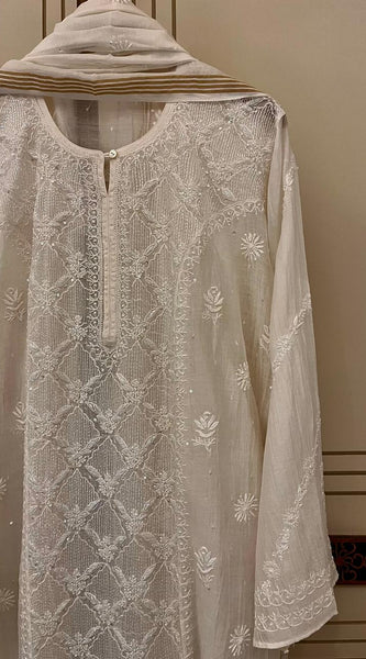 Pure mul chanderi  Kurta and Dupatta Set