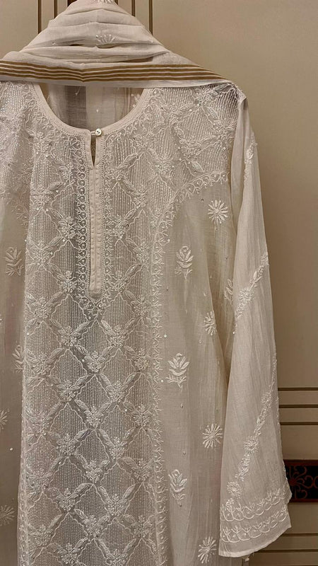 Pure mul chanderi  Kurta and Dupatta Set