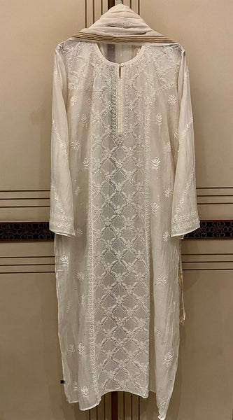 Pure mul chanderi  Kurta and Dupatta Set