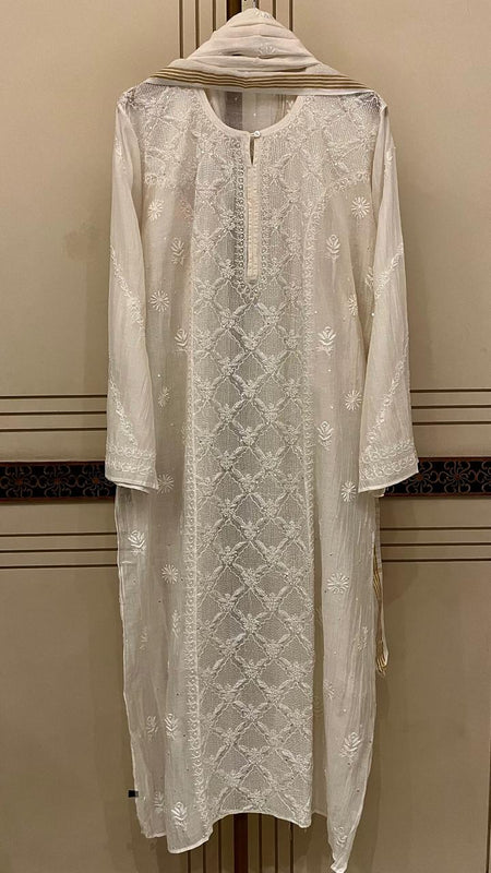 Pure mul chanderi  Kurta and Dupatta Set