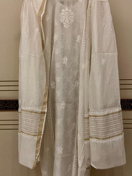 Pure mul chanderi  Kurta and Dupatta Set