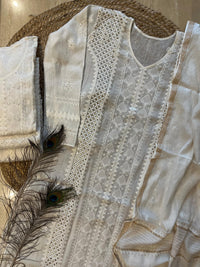 Mul Chanderi Kurta Dupatta Set with Pearl & Mukaish Embroidery