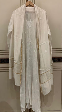 Mul Chanderi Kurta Dupatta Set with Pearl & Mukaish Embroidery