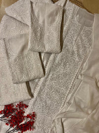 Mul Chanderi Kurta Set with Pearl & Katdana Embroidery Work