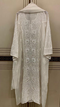 Mul Chanderi Kurta Set with Pearl & Katdana Embroidery Work