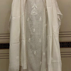 Mul Chanderi Kurta Set with Pearl & Katdana Embroidery Work