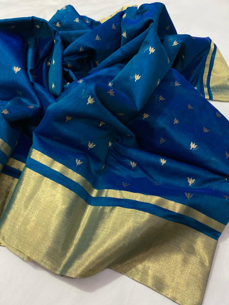 Chanderi Chanderi handloom masrize silk saree all over 1 naliya ghani butti