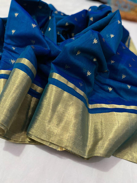 Chanderi Chanderi handloom masrize silk saree all over 1 naliya ghani butti