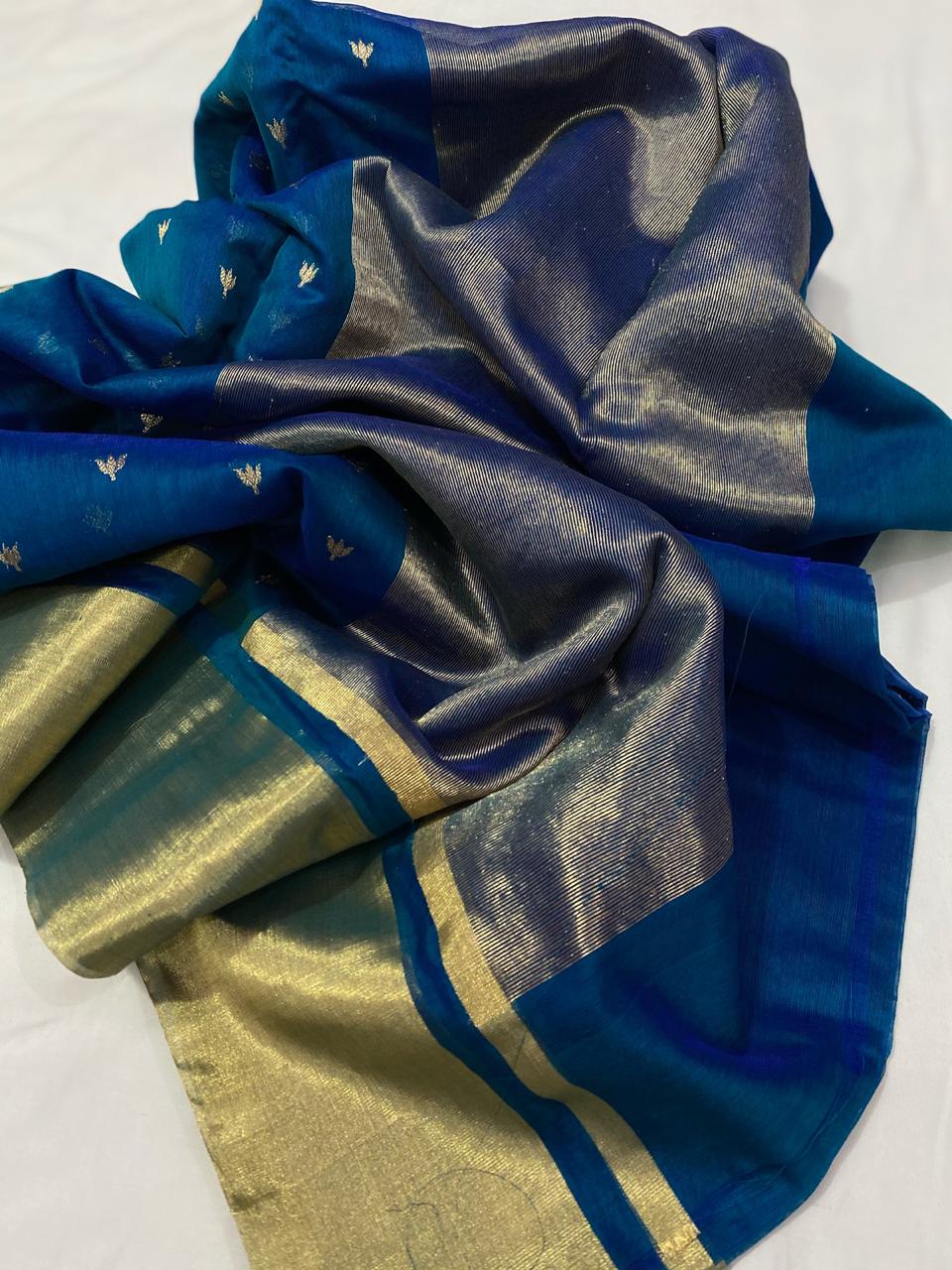 Chanderi Chanderi handloom masrize silk saree all over 1 naliya ghani butti