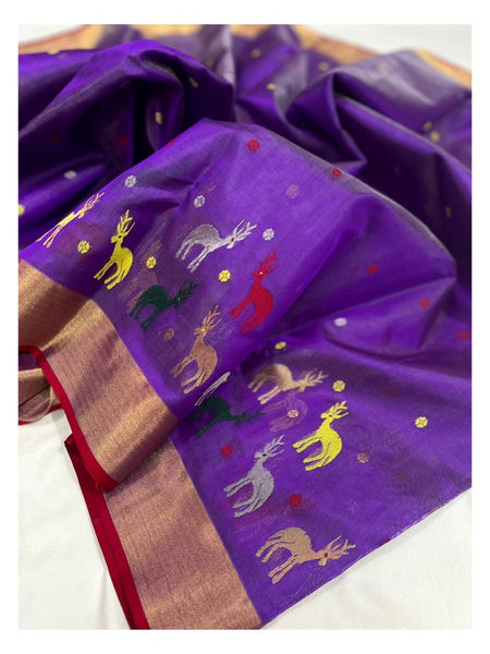 Raw mango pattu pure soft silk all hiran kinaar scart jangla butta