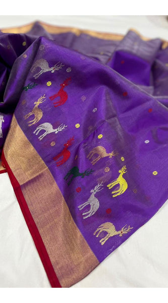 Raw mango pattu pure soft silk all hiran kinaar scart jangla butta