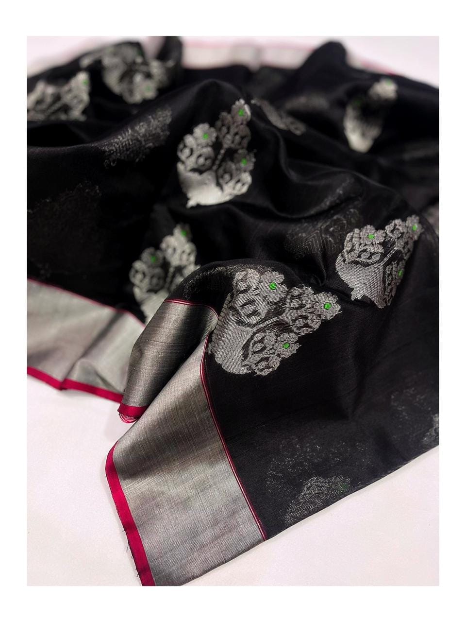 Raw mango pattu pure soft silk all over Meena butta
