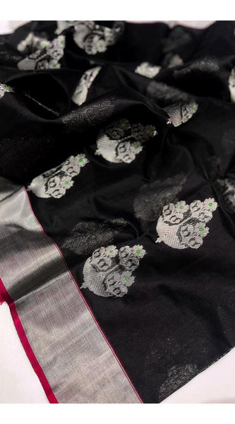 Raw mango pattu pure soft silk all over Meena butta