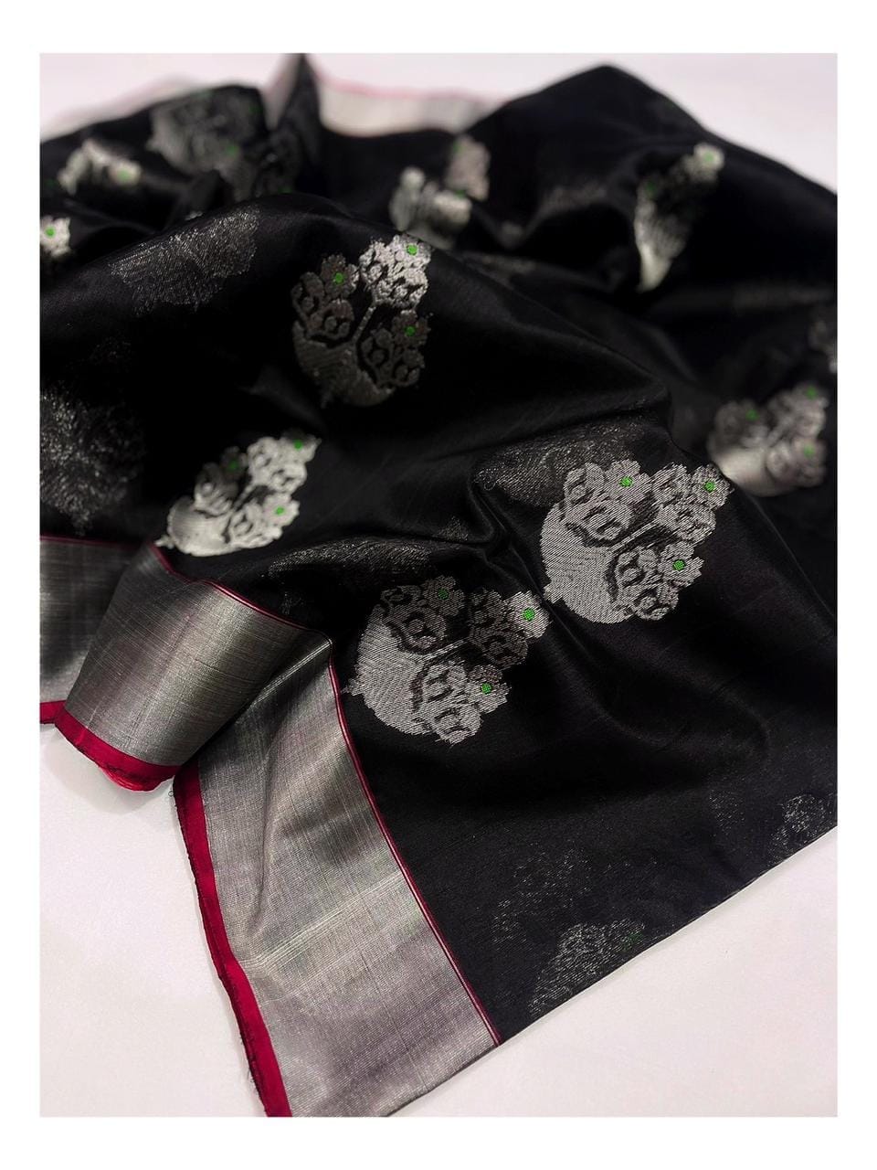 Raw mango pattu pure soft silk all over Meena butta