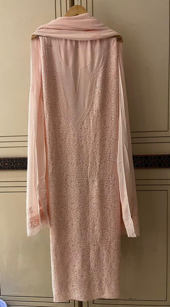 Pure Georgette Semi-Stitched Kurta and Dupatta Set