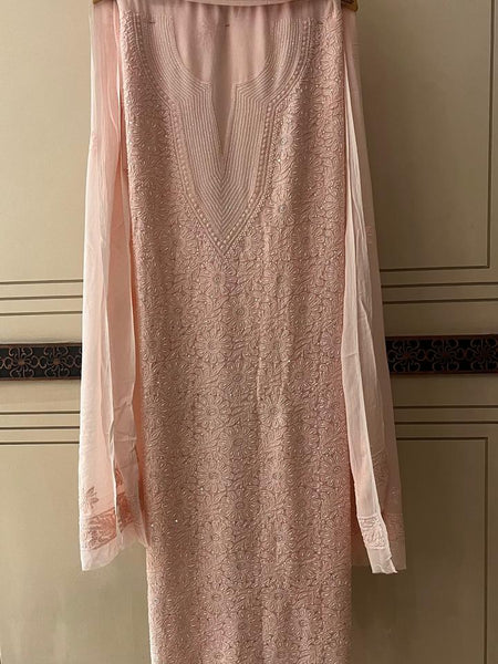 Pure Georgette Semi-Stitched Kurta and Dupatta Set