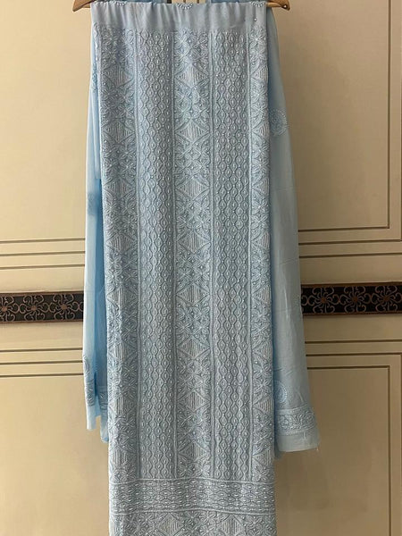 Pure Georgette Semi-Stitched Kurta and Dupatta Set