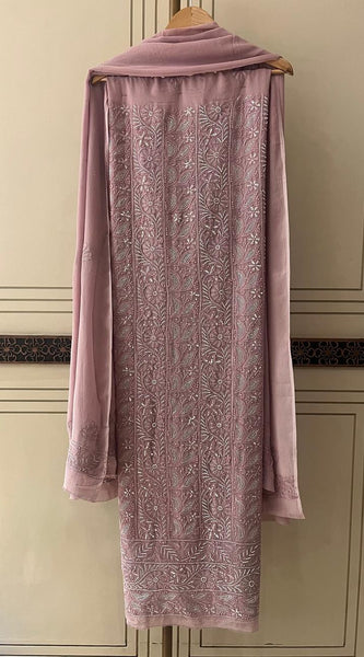 Pure Georgette Semi-Stitched Kurta and Dupatta Set