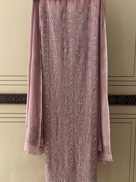 Pure Georgette Semi-Stitched Kurta and Dupatta Set