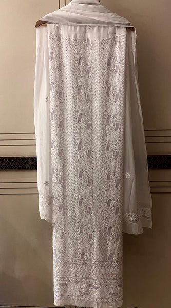 Pure Georgette Semi-Stitched Kurta and Dupatta Set