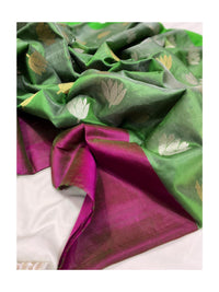 Raw mango pattu pure soft silk all over butta with mashru border