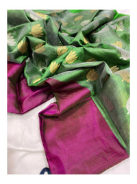 Raw mango pattu pure soft silk all over butta with mashru border